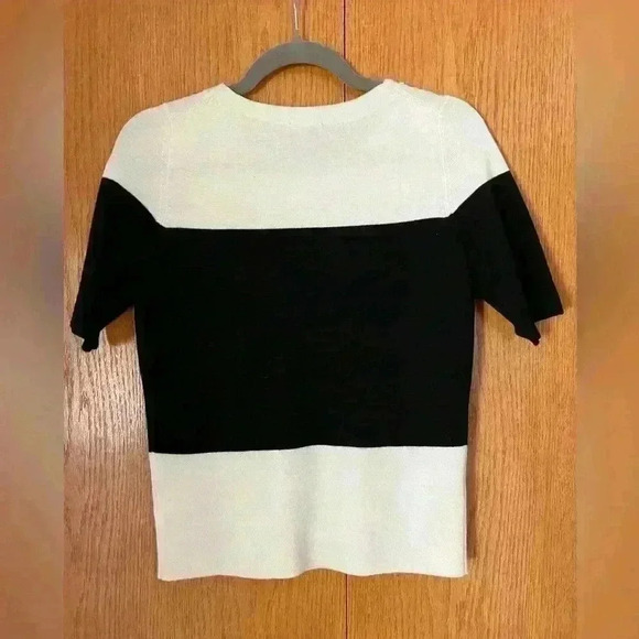 Talbots Merino Wool Short Sleeve Tee Style Sweater Color Block Jewel Trim - Picture 7 of 7
